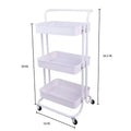 Organize It All 3 Tier Storage Rolling Metal Utility Cart with Basket and Wheels White
