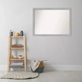 41" x 30" Non-Beveled Vista Brushed Nickel Narrow Bathroom Wall Mirror - Amanti Art: Includes Mounting Hardware, Polystyrene Frame