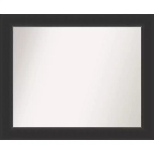 33" x 27" Non-Beveled Corvino Black Wood Wall Mirror - Amanti Art: Modern Rectangle, Includes Mount Hardware