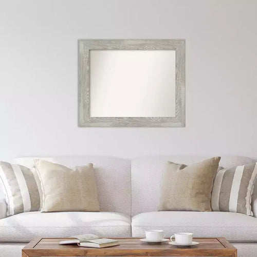 34" x 28" Non-Beveled Dove Gray Wash Wall Mirror - Amanti Art: Modern Rectangle, Polystyrene Frame
