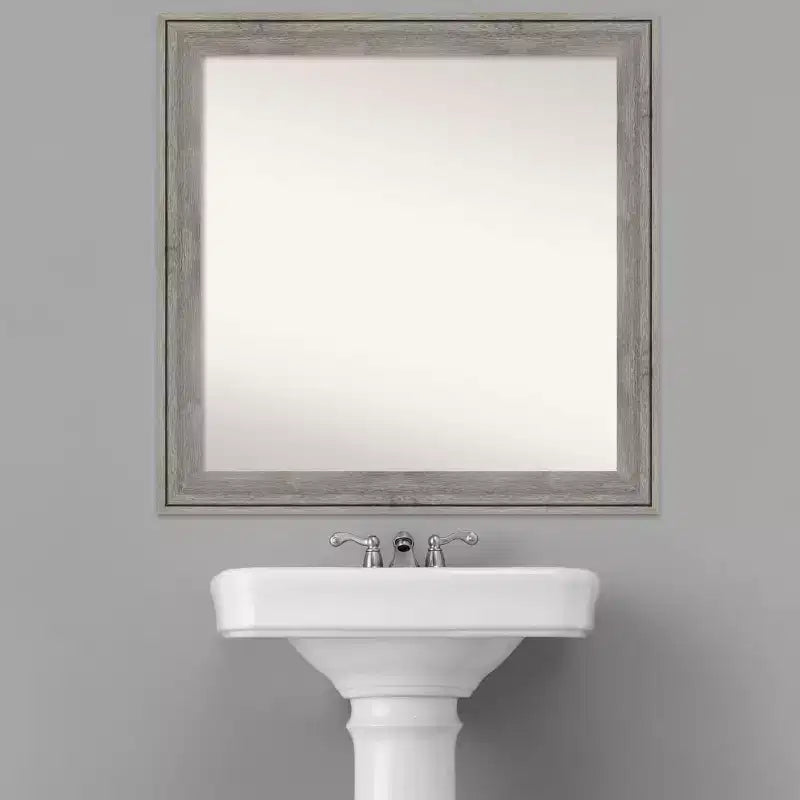 31" x 31" Regis Barnwood Gray Wood Wall Mirror: Square, Modern, Wood Frame - Amanti Art