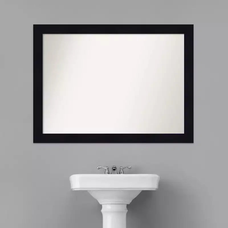 42" x 31" Non-Beveled Shiplap Navy Wood Bathroom Wall Mirror - Amanti Art: Modern Rectangle, Wall Mount