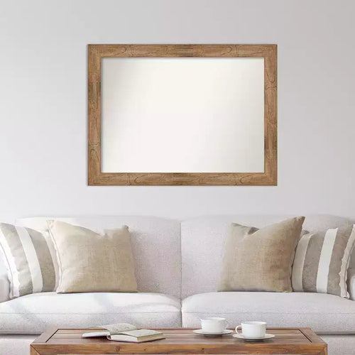 44" x 33" Non-Beveled Owl Brown Wood Wall Mirror - Amanti Art