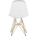 LeisureMod Cresco Modern Acrylic Dining Chairs (Set of 2)  Eiffel Gold Chrome Base, Stylish Accent Chairs for Contemporary Dining Rooms & Kitchens