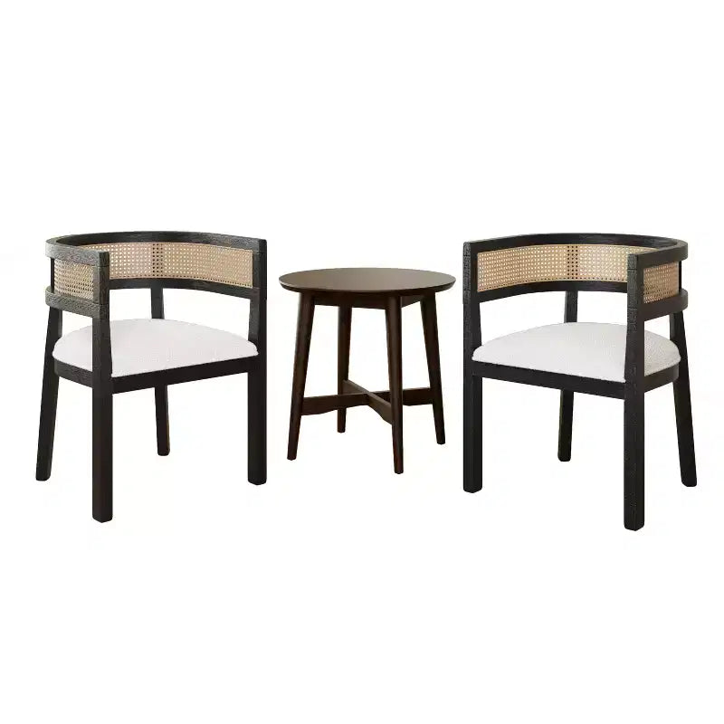 Christopher Knight Home Allen 3 Pieces Mid-Century Modern Wood and Cane Seating Set