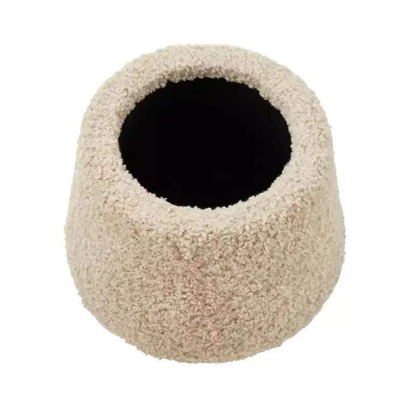 Saro Lifestyle Mushroom Storage Ottoman  Faux Shearling Footrest with Hidden Storage, Decorative Accent Stool for Living Room or Bedroom