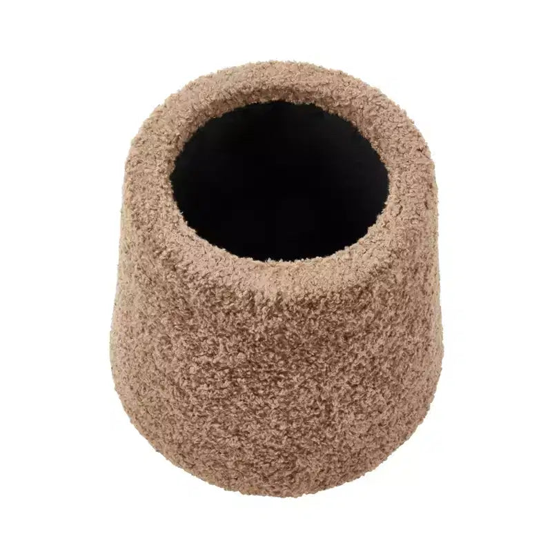 Saro Lifestyle Mushroom Storage Ottoman  Faux Shearling Footrest with Hidden Storage, Decorative Accent Stool for Living Room or Bedroom