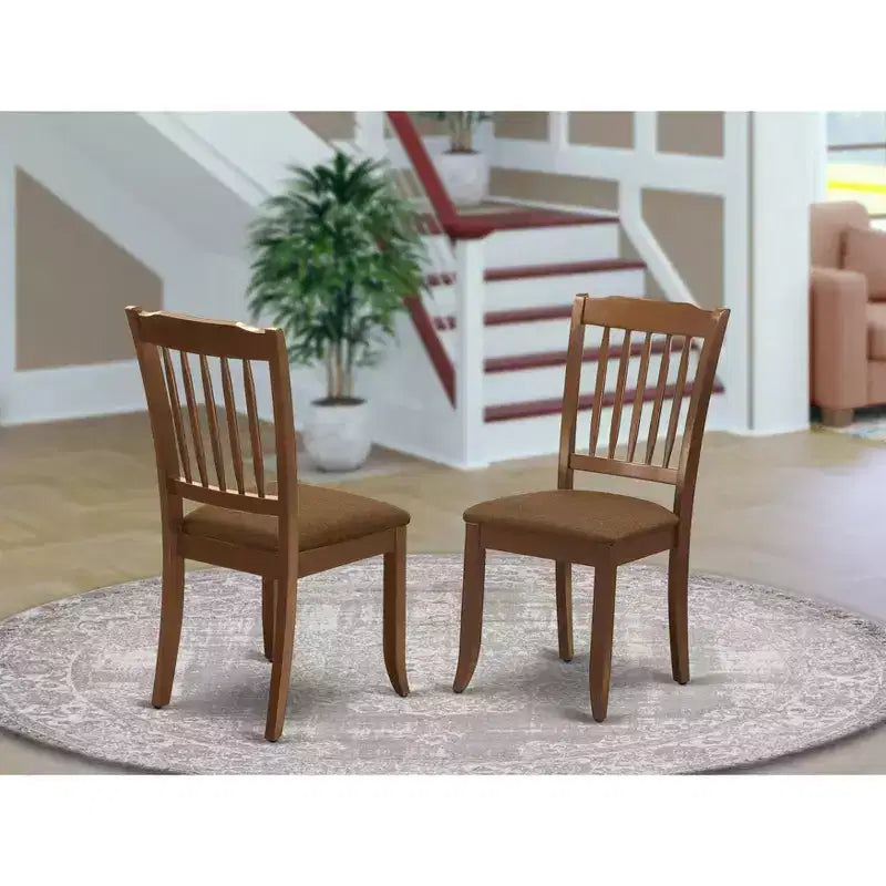 HomeStock Retro Relaxation Danbury Vertical Slatted Back Chairs With Linen Fabric Fabric Seat