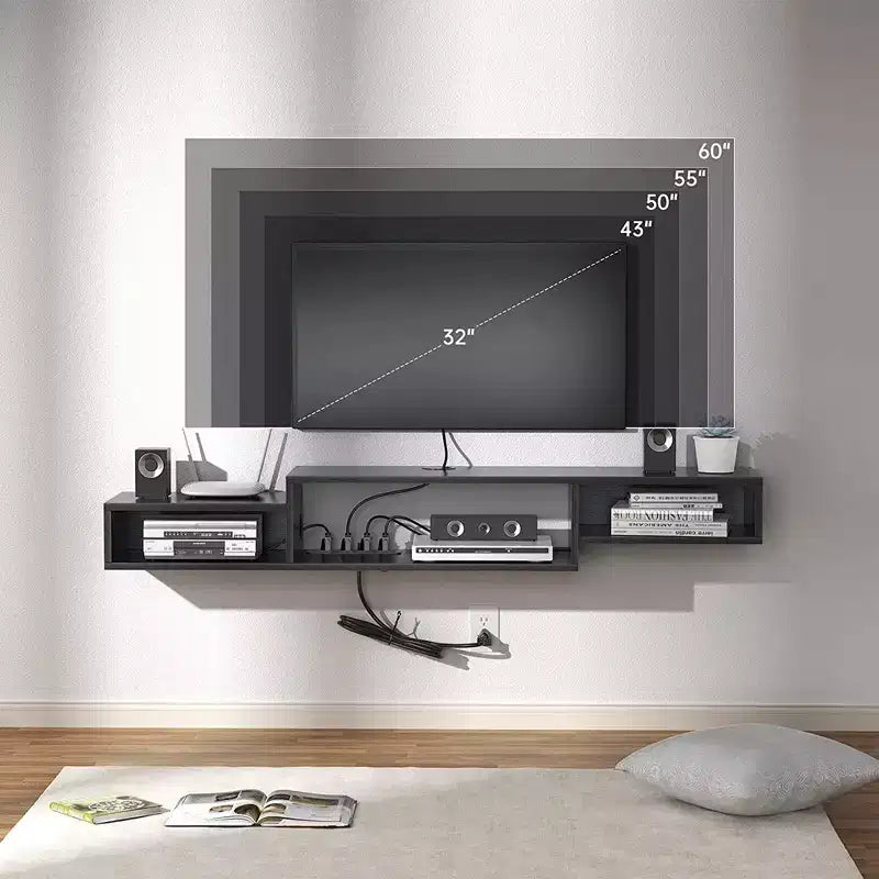 Floating TV Stand for TVs up to 55 - Hausource:Media Console Shelf with Power Outlet
