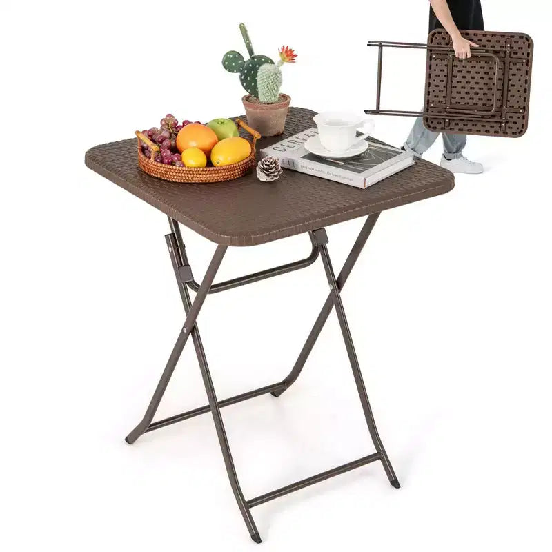 Costway 23.5 Square Folding Table Indoor Outdoor Foldable Plastic Table