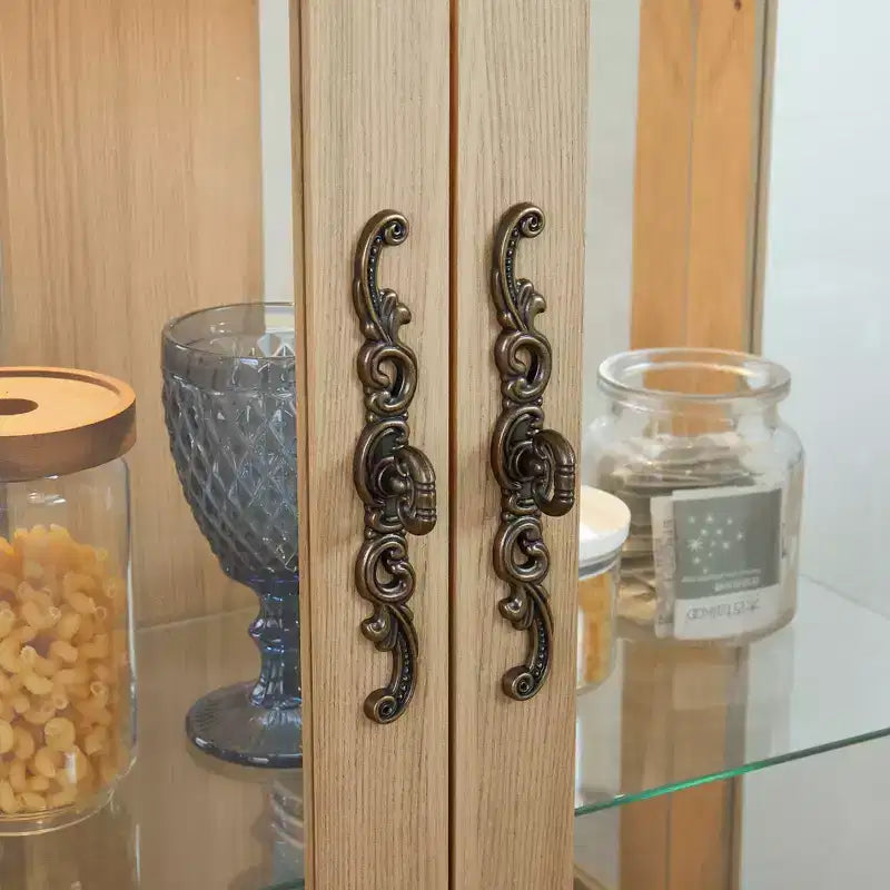AndMakers 25.98 in. Display Cabinet with 1 Drawer and 2 Glass Doors
