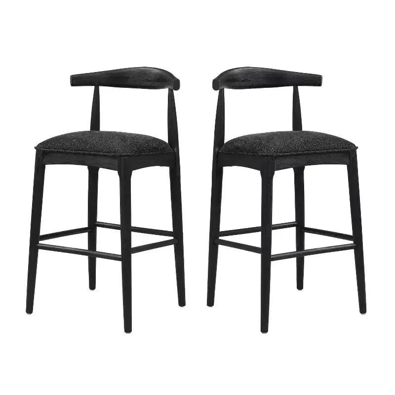 Christopher Knight Home Nyra Mid-Century Modern Rubberwood Upholstered Bar Stools (Set of 2)