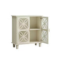 MAYEERTY Sideboard Buffet Stoarge Cabinet with Tempered Glass Doors Modern Retro Kitchen Console Table for Living Room Kitchen Cream Color