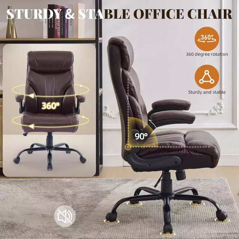 Office Chair, 500LB Big and Tall Ergonomic Executive Leather Desk Chair with Footrest