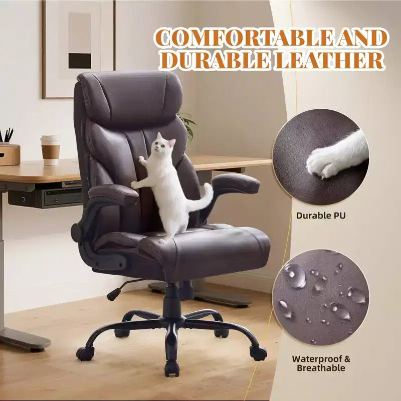 Office Chair, 500LB Big and Tall Ergonomic Executive Leather Desk Chair with Footrest