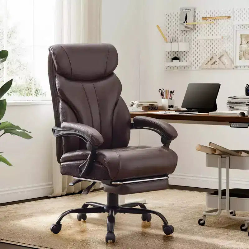 Office Chair, 500LB Big and Tall Ergonomic Executive Leather Desk Chair with Footrest