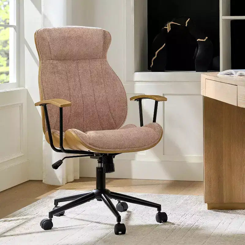 Basilio Mid-Century Modern Curved Bentwood High Back Swivel Office chair with Tilting|ART OF LIVING DESIGNS