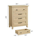 CuisinSmart 4 Dresser for Bedroom, 35 Tall Vertical Drawer Dresser with Large Storage, Freestanding Wooden Closet Chest for Living Room