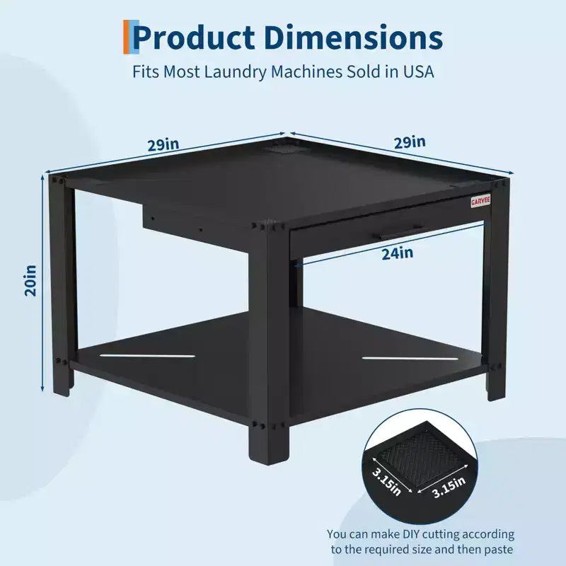 Global Laundry Pedestal Stand for Washer and Dryer - Sturdy Anti-Vibration Metal Base with Pullout Shelf, 800 lbs Capacity, Freestanding Storage Rack