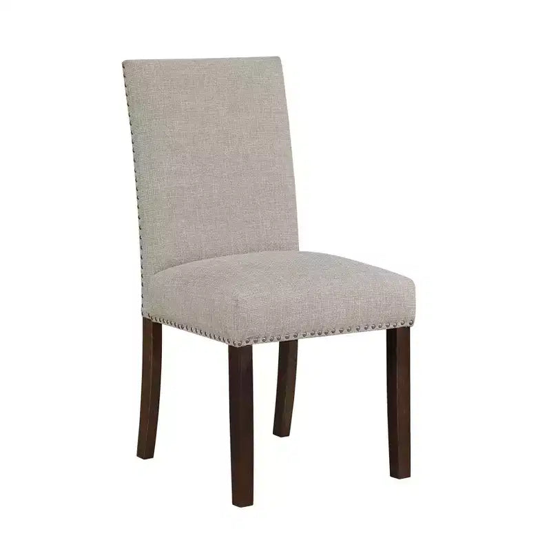 GDFStudio Carter Modern Classic Wood Upholstered Dining Chairs with Textured Fabric Seat Back and Nailhead Trim (Set of 2)