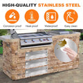 24 Stainless Steel Outdoor Kitchen Drawer  Flush Mount BBQ Island Storage for Grill Station  Silver