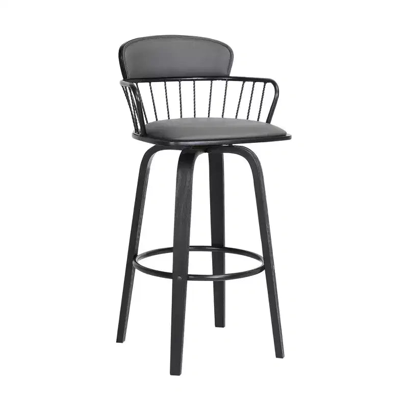 GDFStudio Urban Faux Leather Upholstered Swivel Stool