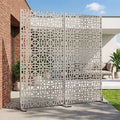 MAYEERTY Perilla 01 Gray Galvanized Steel Room Divider, 72x35x16, 6-Piece Double-Sided Decorative Screen