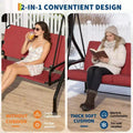 Coolmee 3 Seat Outdoor Porch Swing, 2-in-1 Patio Swing Chair with Thickened Removable Cushions, Weather Resistant Steel Frame for Backyard, Garden