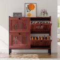 Shoe Storage Cabinet with 4 Flip Drawers, Hollow-Out Panel, Anti-Tipping, Adjustable Shelves for Entryway, Living Room, Bedroom
