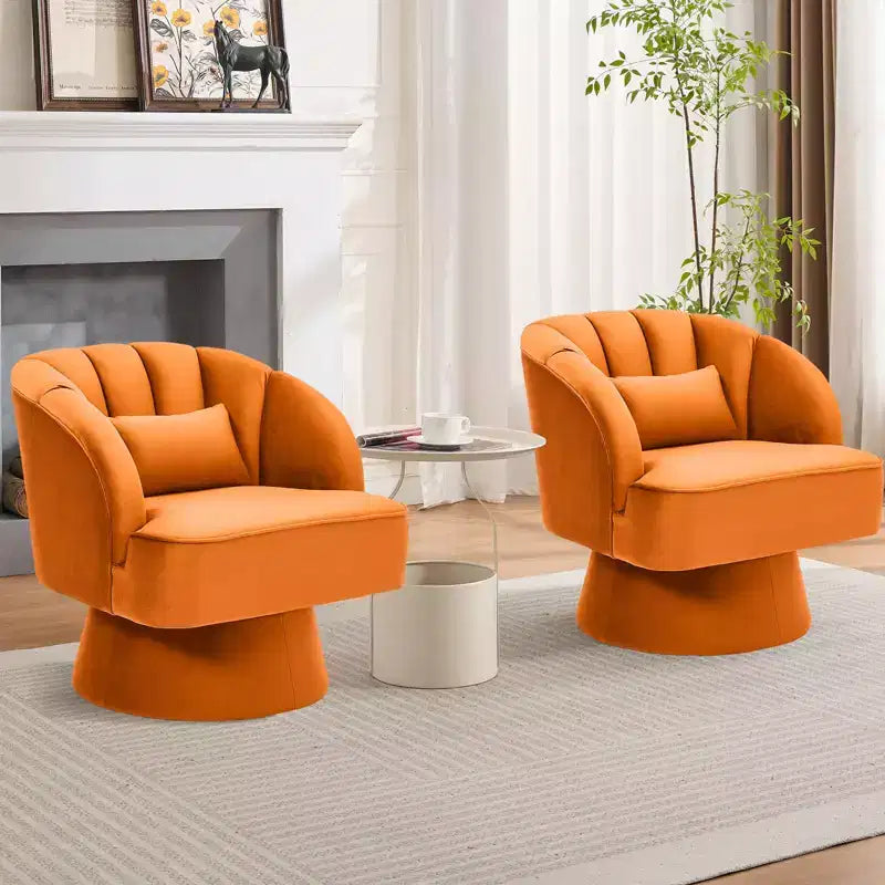 Modern Smooth Swivel Barrel Accent Chair  360 Rotating Lounge Armchair with Upholstered Armrests  Comfy Club Chair for Living Room, Bedroom,Office