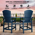Outdoor Tall Adirondack Chairs, with Connecting Tray, Compact Seating, Bar Stool Chair with High Back, for Garden Deck Backyard