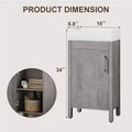 16 Inch Freestanding Bathroom Vanity with Sink, Single Door Storage Cabinet Soft Close for Small Bathroom Powder Room