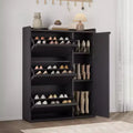 Freestanding Hidden Shoe Storage Cabinet with 3 Flip Drawers, Side Door & Adjustable Shelves, Wooden Entryway Organizer for Hallway & Living Room