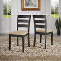 Kensington Black Wood Beige Microfiber Ladder Back Dining Chairs (Set of 2) - Black/Beige - iNSPIREQ