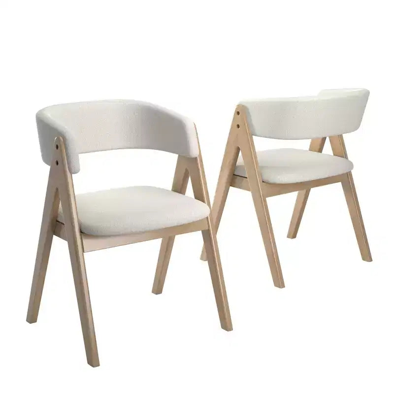Kivik Modern Boucle and Wood Dining Chairs (Set of 2) - iNSPIREQ
