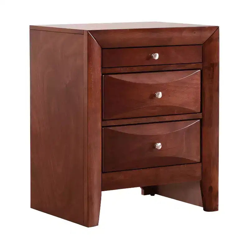 HomeStock Rectangle Cherry Wood Nighstand For Living Room and Bedroom