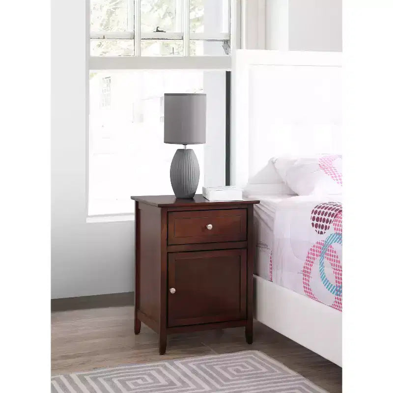 HomeStock Rectangle Wood Nighstand For Living Room and Bedroom
