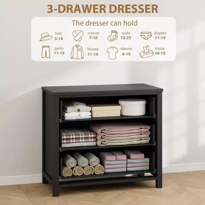 29 Tall Dresser with 3 Drawers & Storage Cabinet - Nightstands,Versatile Clothes Organizer for Bedroom, Closet, Living Room & Hallway