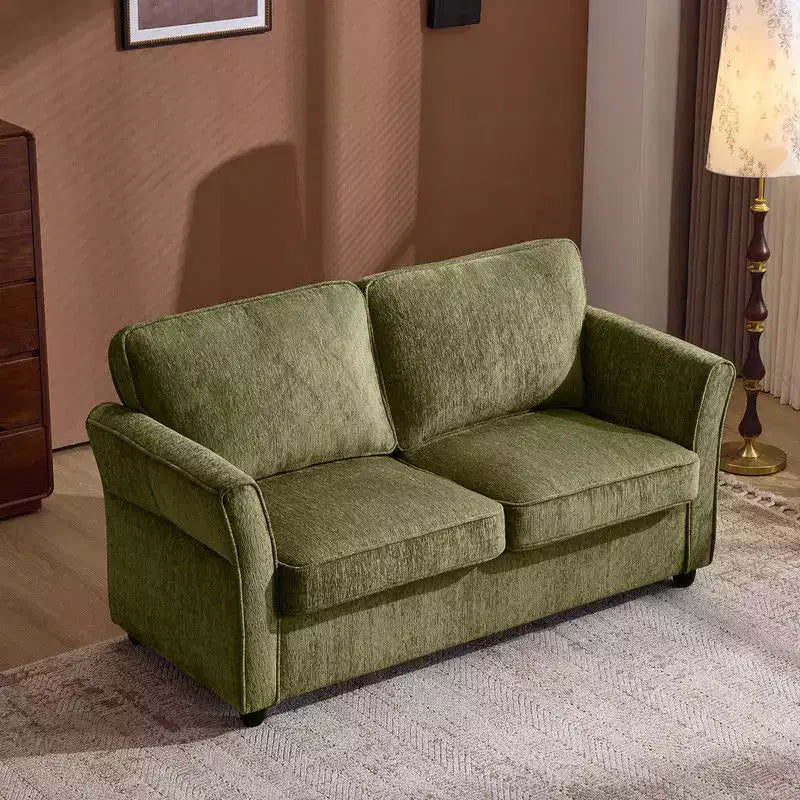 Chenille Loveseat With Floral Arms For Small Spaces