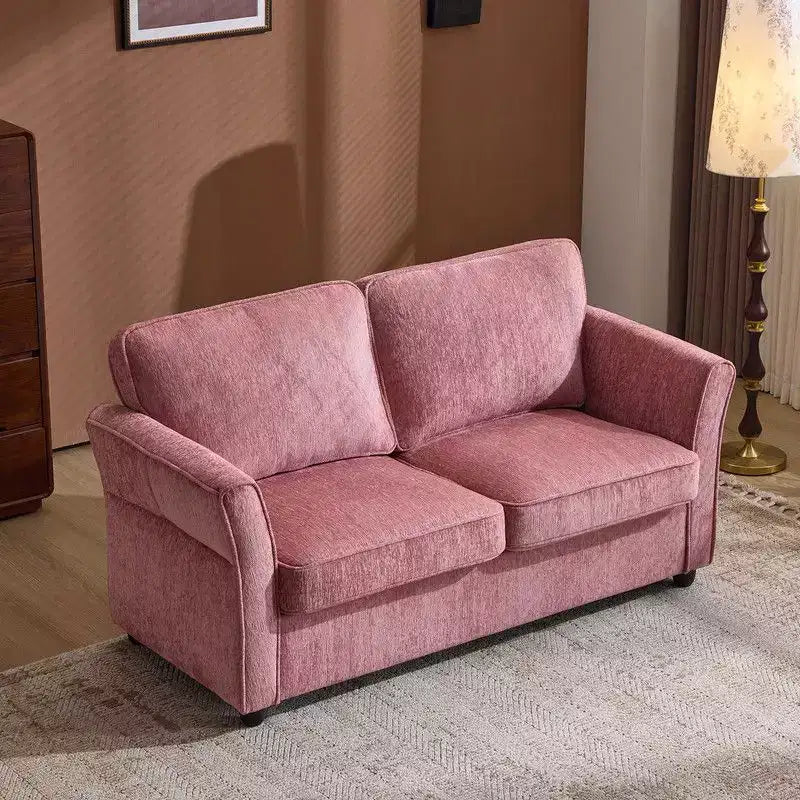Chenille Loveseat With Floral Arms For Small Spaces
