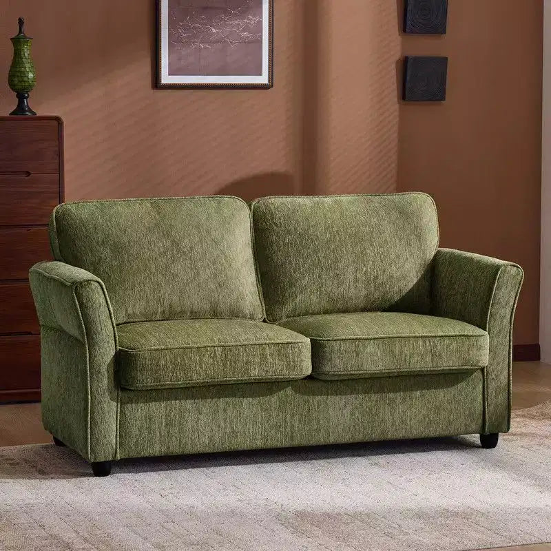 Chenille Loveseat With Floral Arms For Small Spaces