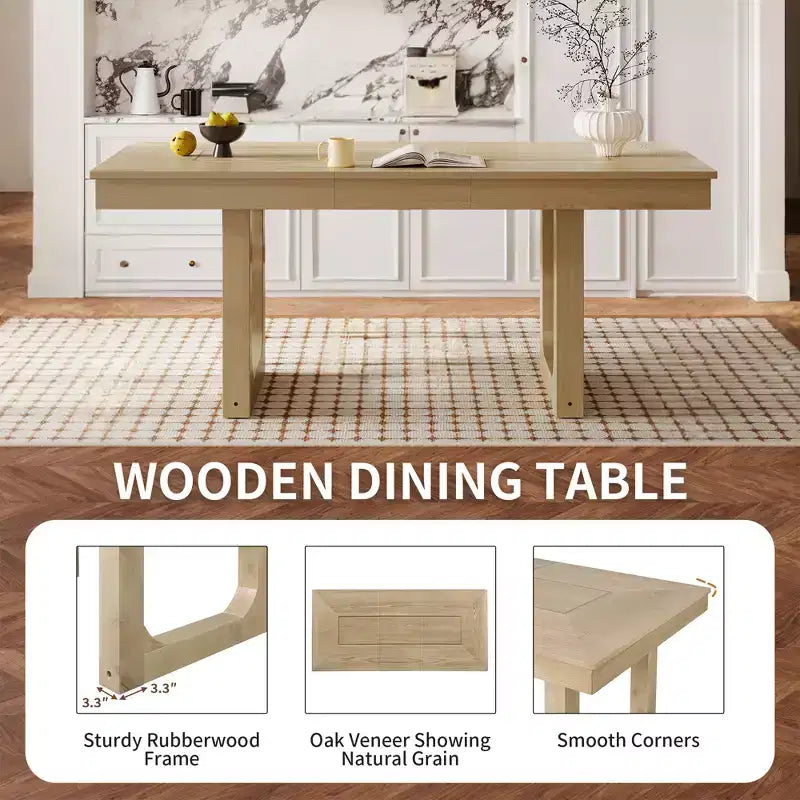 GDFStudio Bailey 7 Piece Extendable Dining Table Set with 18 Move Leaf