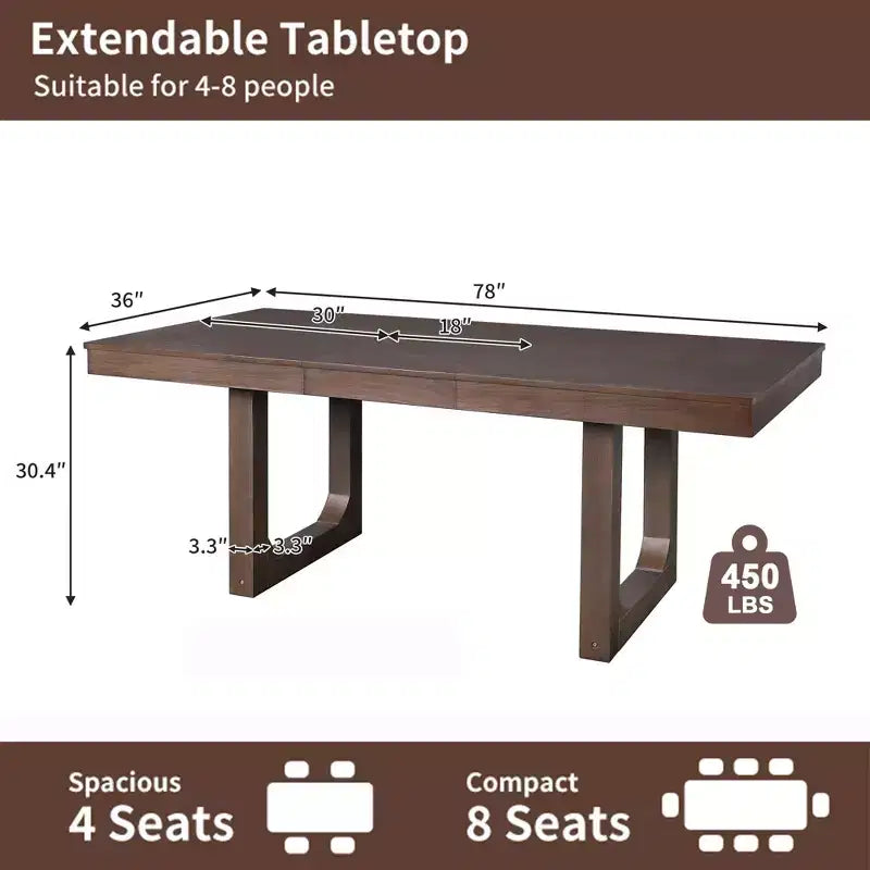 GDFStudio Bailey 7 Piece Extendable Dining Table Set with 18 Move Leaf