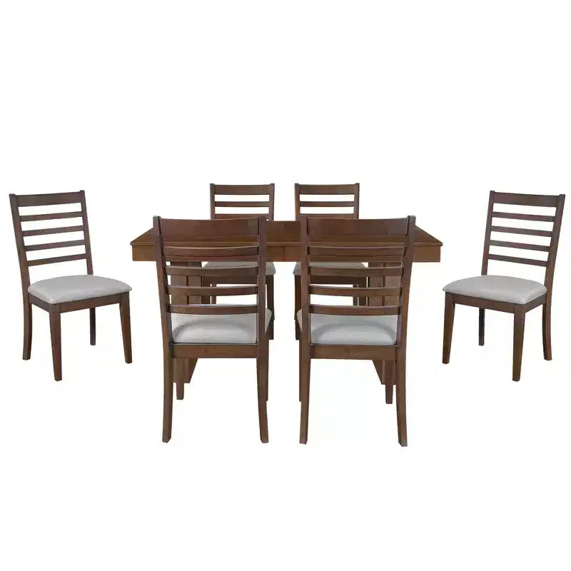 GDFStudio Bailey 7 Piece Extendable Dining Table Set with 18 Move Leaf