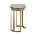 Elegant End Table, Side Table, or Night Stand for Room Decor - Round Metal Accent Table with Marble Top - Set of 2, 22, 20 White & Gold