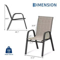 Stackable High-Back Patio Dining Chairs Set of 4 | Breathable Textilene Fabric, Durable Metal Frame | Weather Resistant, Space Saving  for Lawn