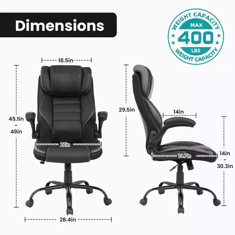 Ergonomic Office Chair, High Back, Adjustable Headrest, Lumbar Support, fold-Up Armrests, for Home, Office