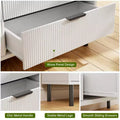 COZONY Fluted 5-Drawer Dresser  Modern Wood Chest w/ Wide Drawers & Metal Legs, Natural Oak