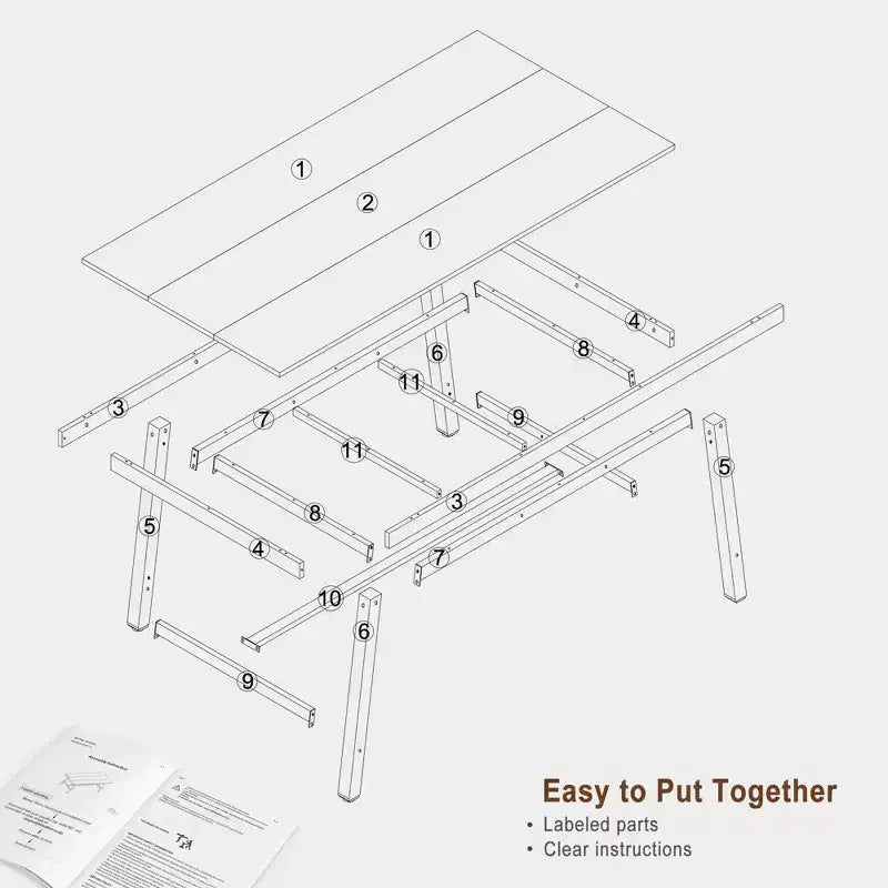 Modern Industrial Dining Table for 6-8, Rectangular Wooden Table with Heavy-Duty Metal Legs, Easy Assembly, for Kitchen, Dining Room, Apartment