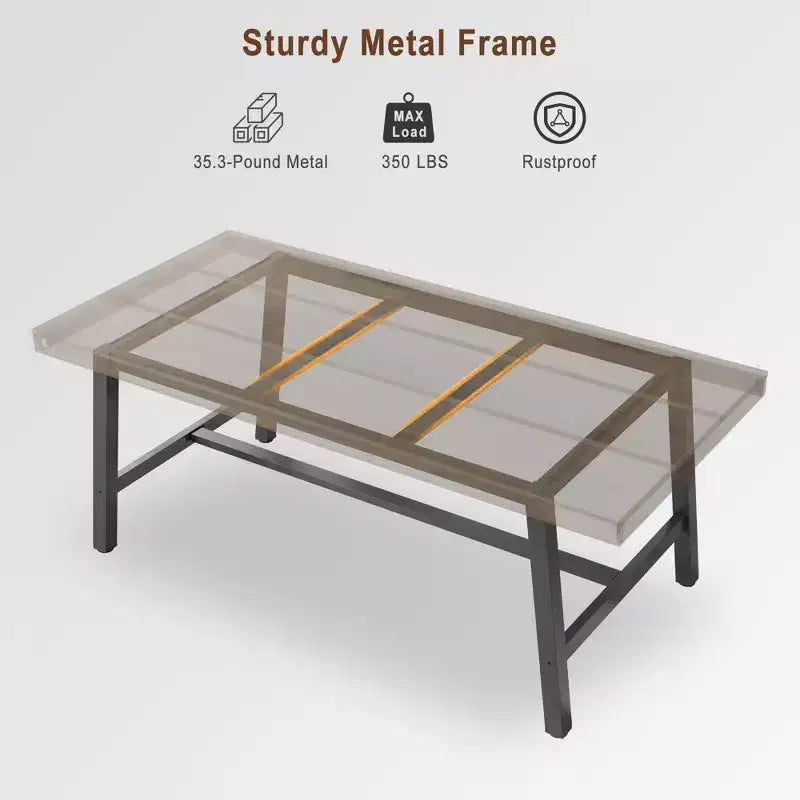 Modern Industrial Dining Table for 6-8, Rectangular Wooden Table with Heavy-Duty Metal Legs, Easy Assembly, for Kitchen, Dining Room, Apartment
